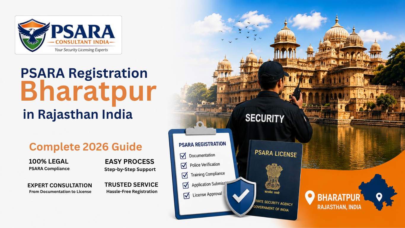PSARA Registration Bharatpur Rajasthan with security guard and license.
